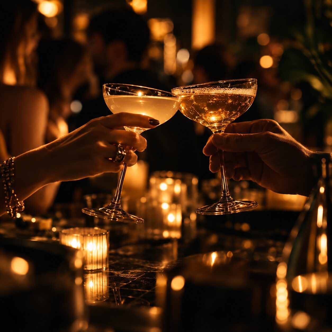 A toast under amber lights